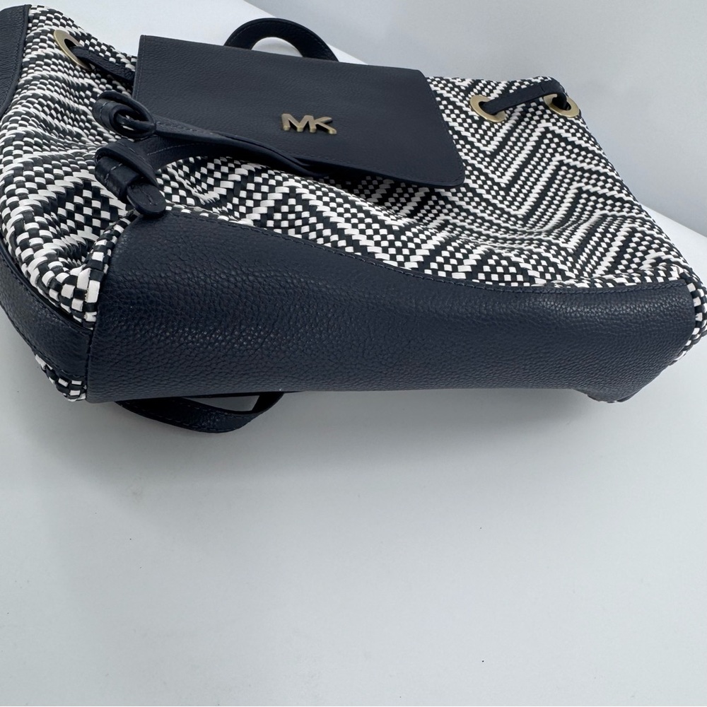 Michael Kors Junie Backpack Admiral Optic‎ White Leather Blue Bag - Picture 7 of 14